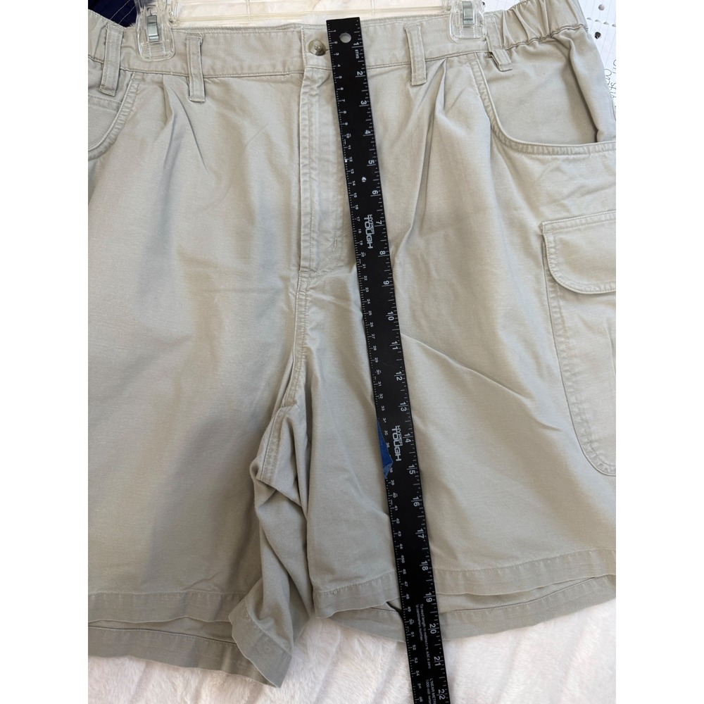 Columbia Mens Tan Khaki Cargo Shorts Pleated Side Elastic Vintage Utility Dad 40 - Picture 6 of 13